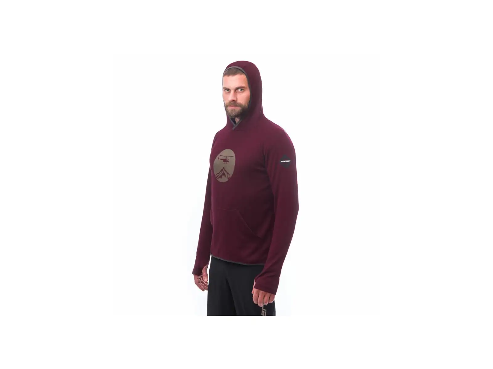Sensor Merino Upper Heli men's sweatshirt Port Red