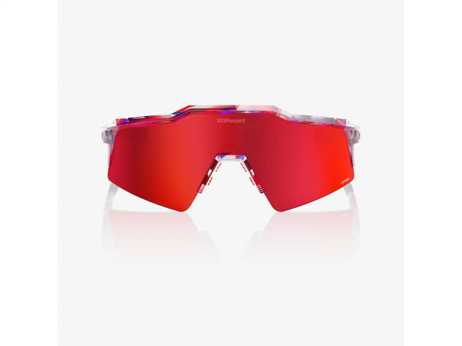 100% Speedcraft SL glasses FDJ Gloss Translucent Red/Blue/HiPER Fire Red Mirror Lens