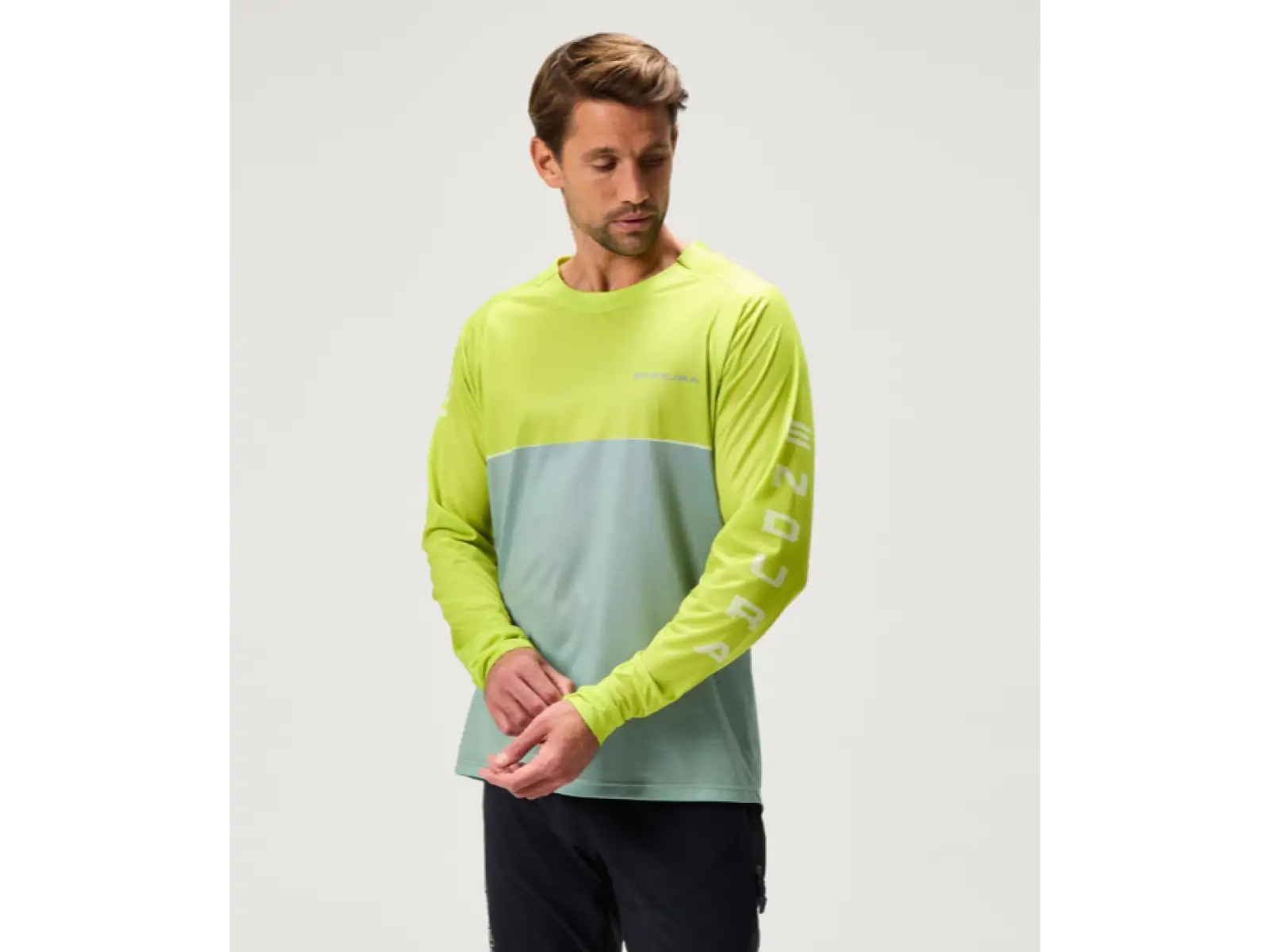 Endura Singletrack Core Printed Tee men's jersey long sleeve Lime Green