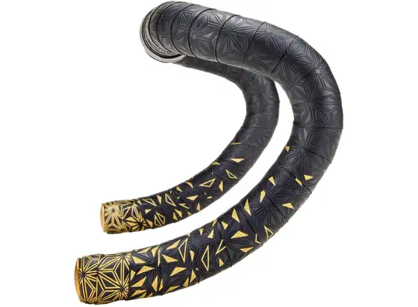Supacaz Super Sticky Kush Star Fade bar tape Gold Print/Gold Plugs