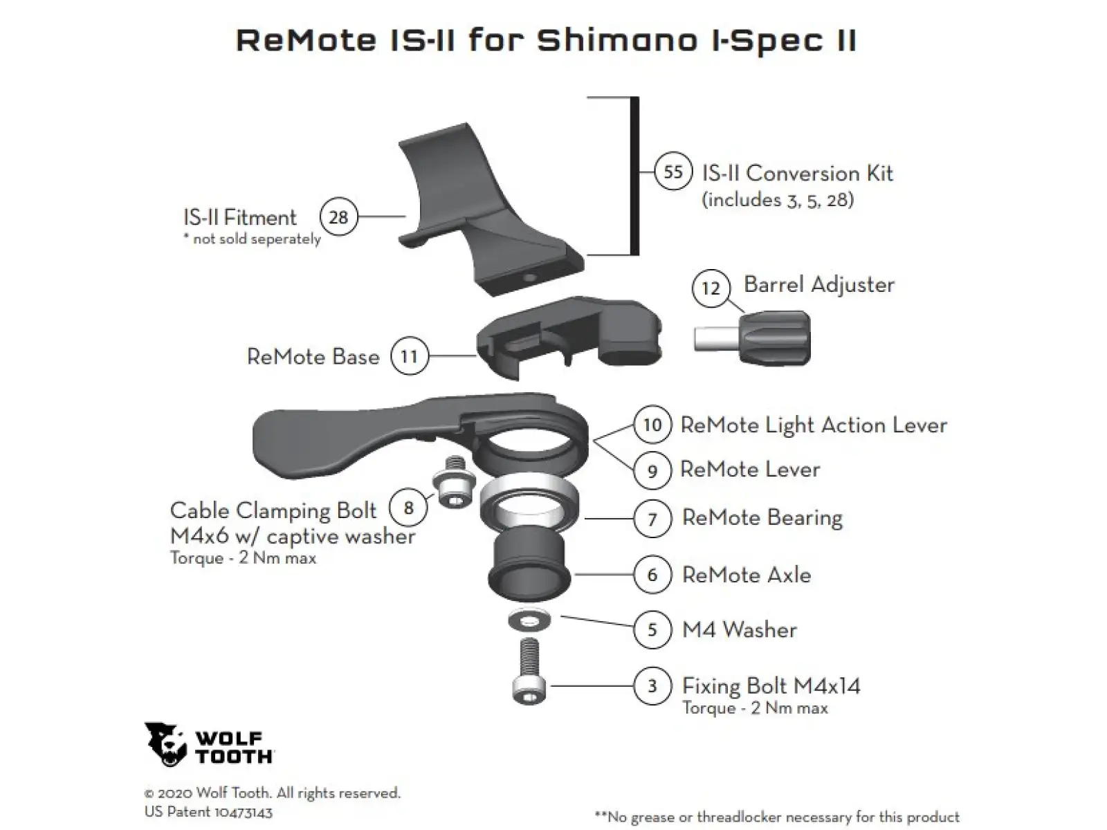 WOLF TOOTH REMOTE IS-II Conversion Kit spare part