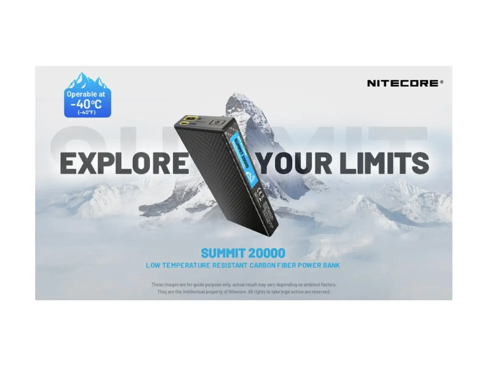 Nitecore high-performance Power Bank for freezing temperatures SUMMIT 20000, USB-C, up to 3A output, 20000 mAh