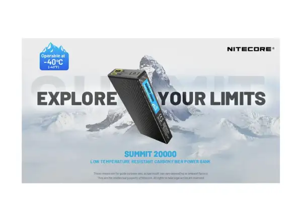 Nitecore high-performance Power Bank for freezing temperatures SUMMIT 20000, USB-C, up to 3A output, 20000 mAh