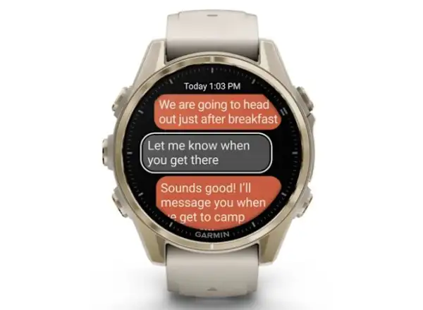 Garmin fenix 8 - 43 mm AMOLED Sapphire smart watch Soft Gold Fog grey
