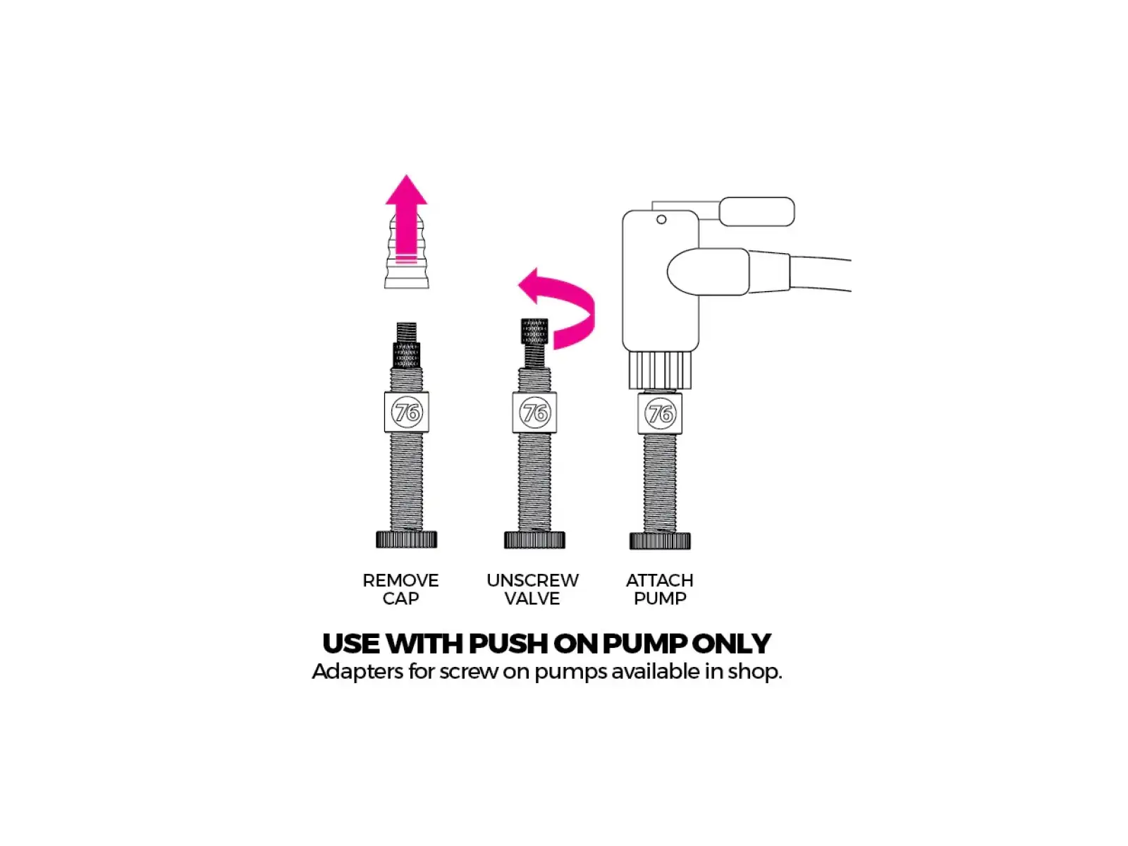 76 Projects High flow tubeless valve size 1