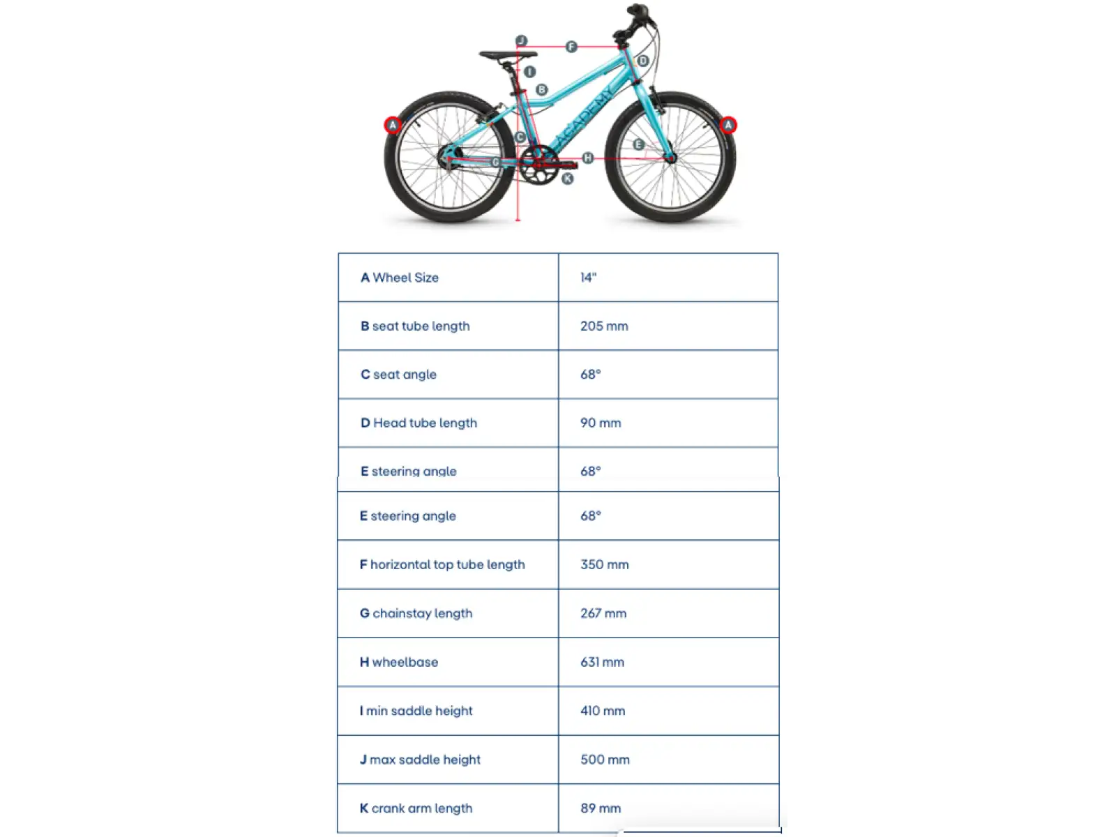 Academy Grade 2 Belt children's bike 14" turquoise