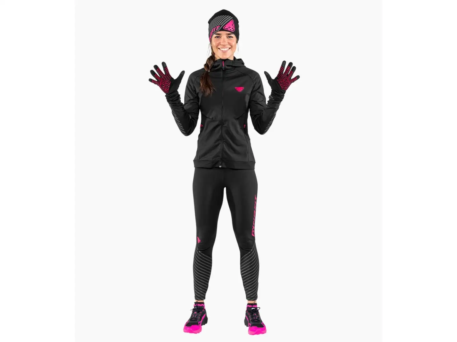 Dynafit Reflective women's leggings Black Out/Pink Glo