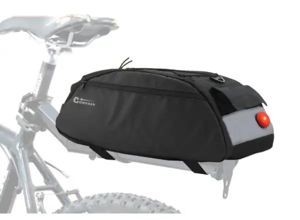 Compass bicycle bag for rear carrier with LED light