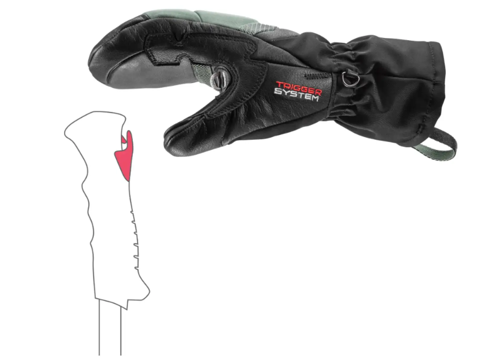 Leki Griffin Base 3D Women Mitt Black-Dusty Green