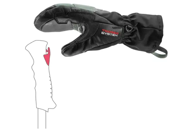 Leki Griffin Base 3D Women Mitt Black-Dusty Green
