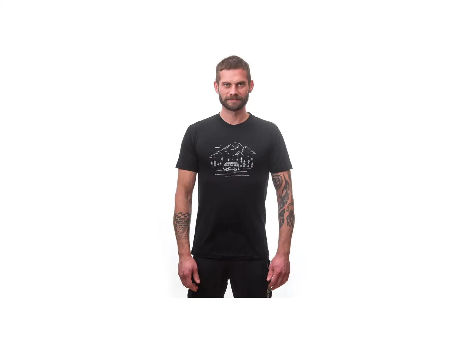 Sensor Merino Active PT Van Life men's shirt short sleeve Black