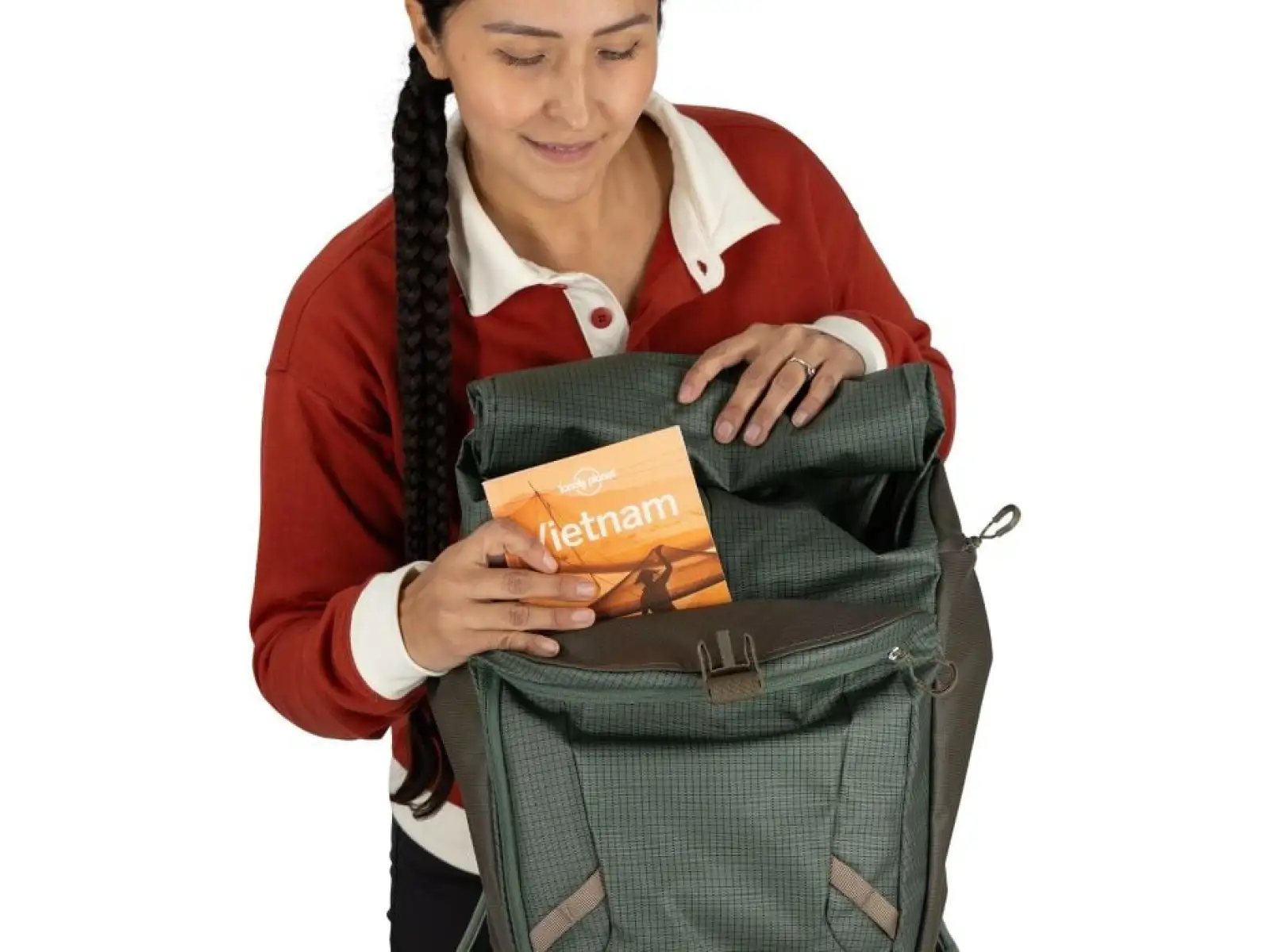 In stock New Osprey Transporter Roll Top backpack Pine Leaf