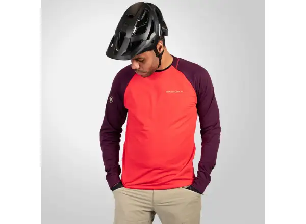Endura SingleTrack Fleece men's jersey long sleeve Purple/Red