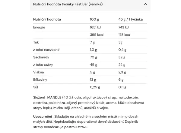 Amacx Fast Bar energy bar 45 g vanilla