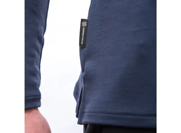 Sensor Merino Blend Typo men's long sleeve T-shirt Deep Blue