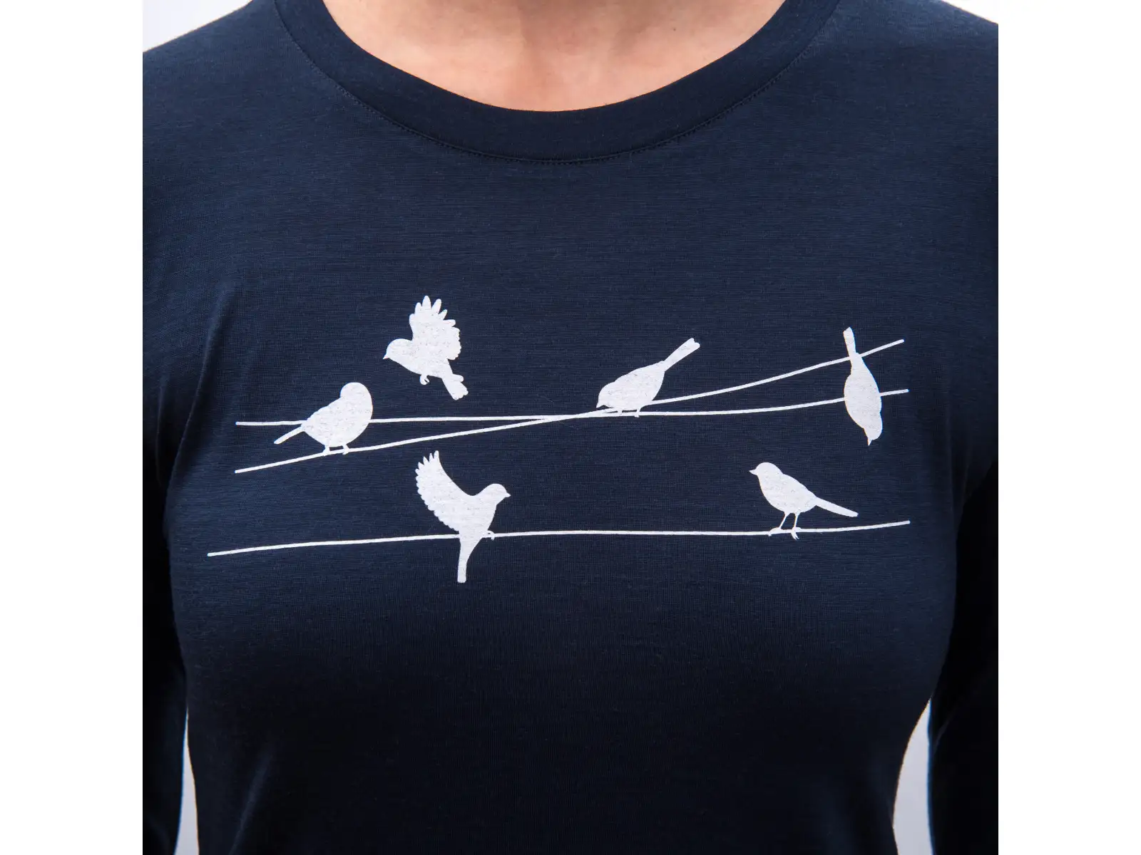 Sensor Merino Active Songbirds women's long sleeve shirt Deep Blue