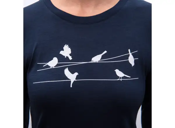Sensor Merino Active Songbirds women's long sleeve shirt Deep Blue