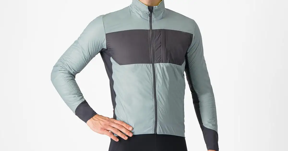 ウェア Castelli UNLIMITED JACKET DEFENDER GREEN Castelli Unlimited Puffy men's jacket Defender Green/Dark Grey