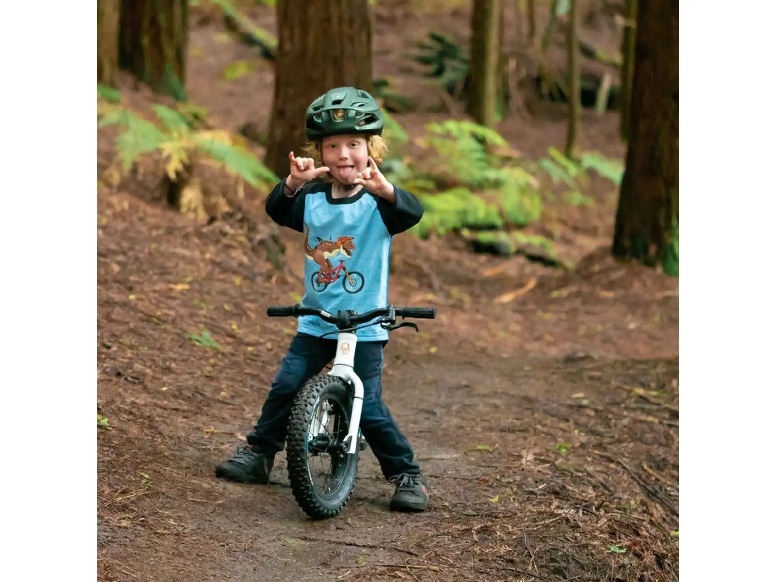 Kids Ride Shotgun Dino Windproof kids jersey long sleeve