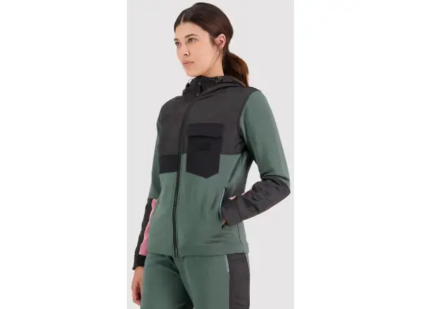 Mons Royale Decade Mid Hoody women's sweatshirt long sleeve Burnt sage/black