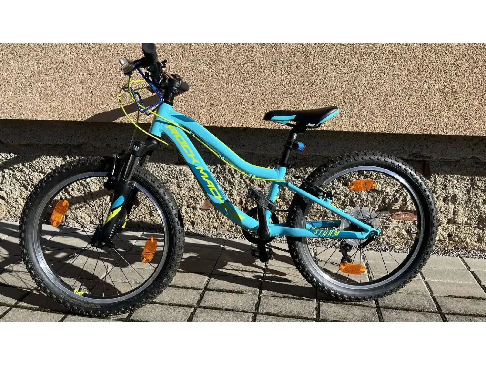 Rock Machine Storm 20 VB children's bike gloss neon cyan/yellow/petrol