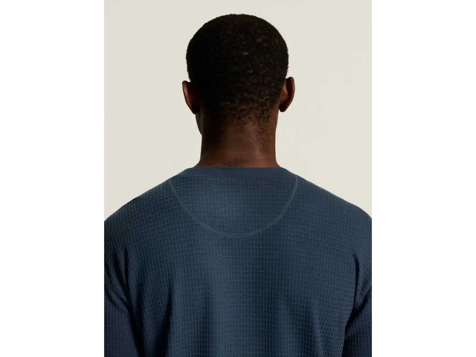 Craft Wool Waffle men's long sleeve shirt blue