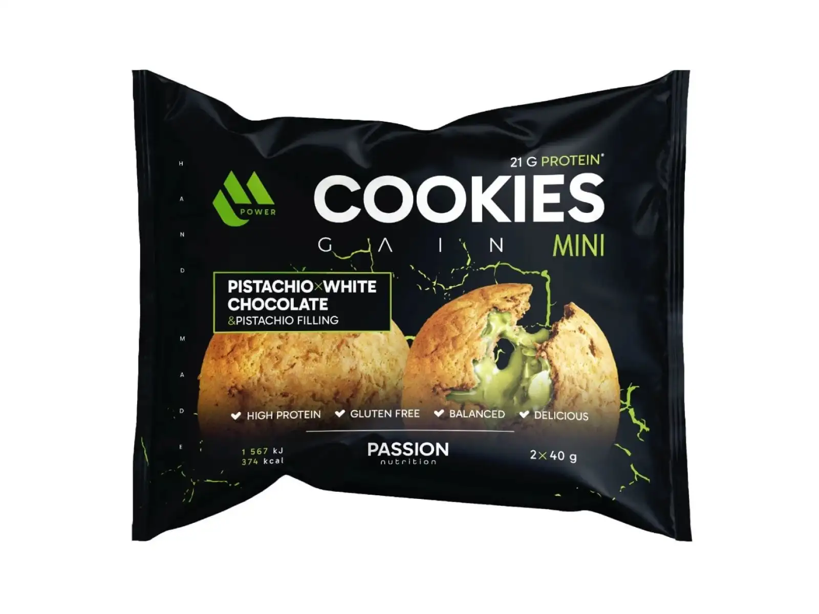 Passion MPower Cookie Gain Mini 2x40g Pistachio with White Chocolate pistachio filling
