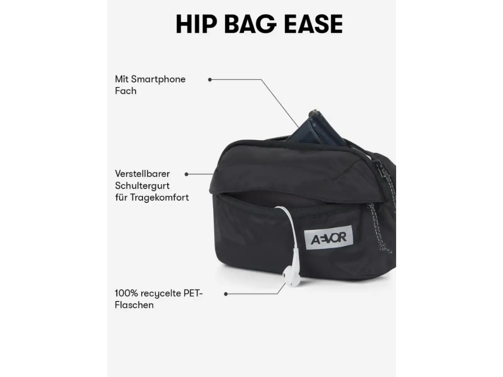 Aevor Hip Bag Ease shoulder bag/waist bag Black