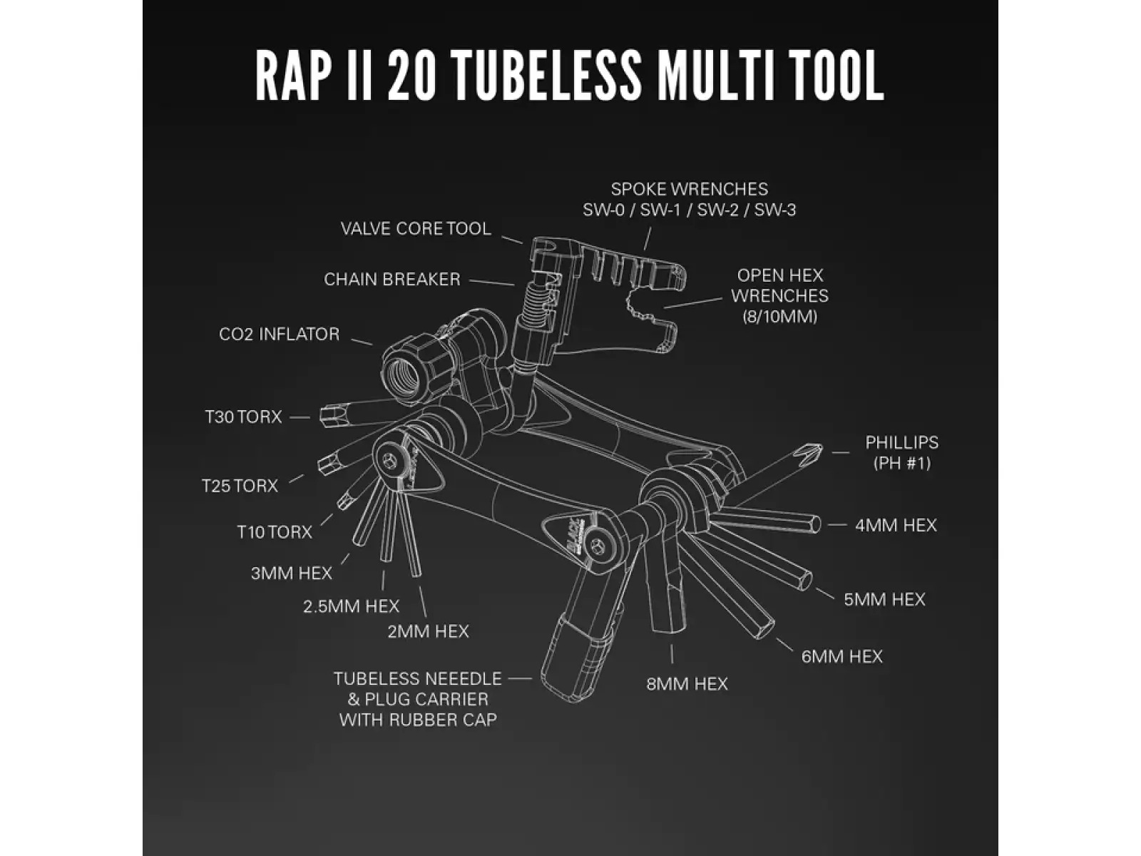 Lezyne Rap II-20 Tubeless multitool black