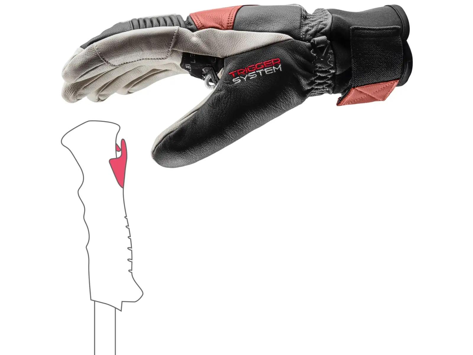 Leki Patrol 3D alpine gloves Graphite/Off White/Maroon