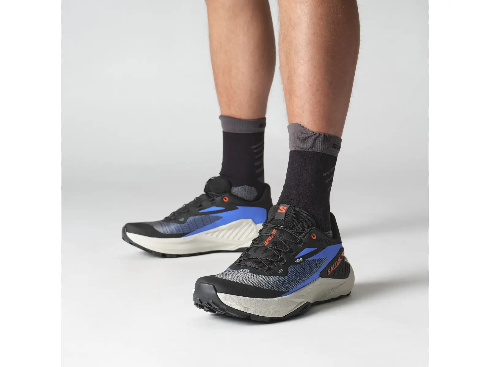 Salomon Genesis men's running shoes Black/French Blue/Cherry Tomato