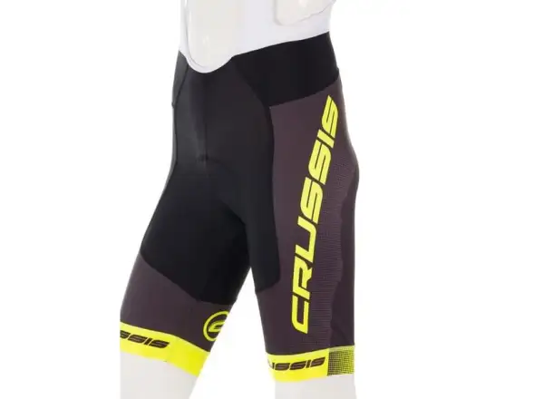 Crussis men's bib shorts with padding black/yellow