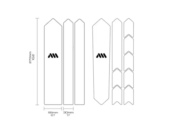 All Mountain Style frame protection decals Gravel/Road Sterrato Black